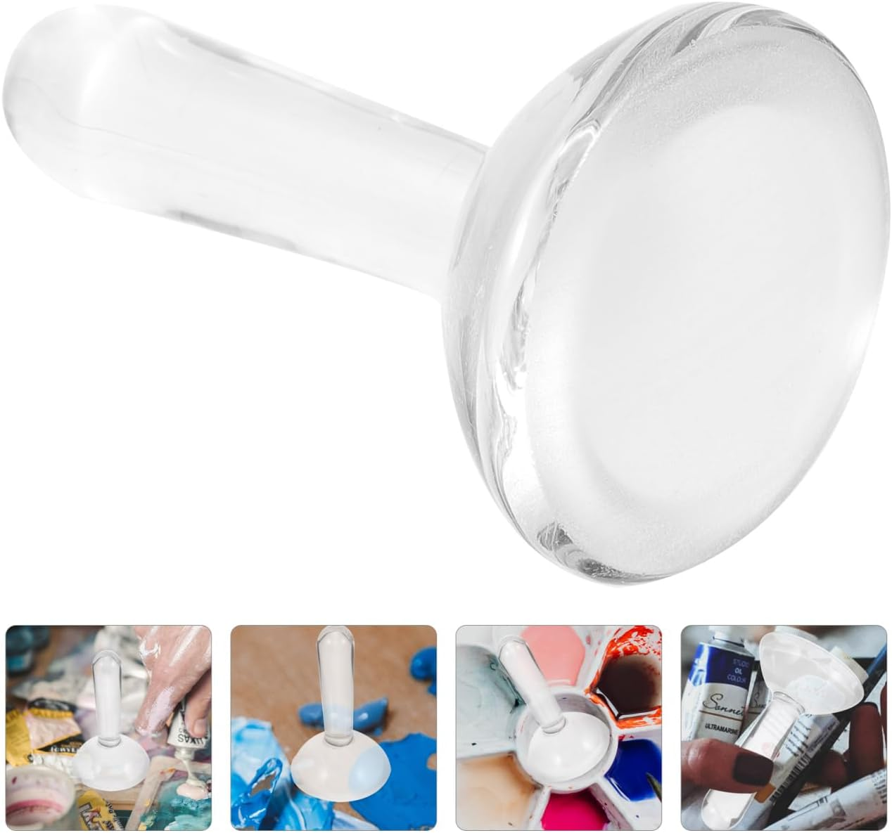 Tofficu Glass Muller for Making Paint, Paint Muller Grinding Pestle for Mineral Pigment Oil Painting Watercolor image number 2