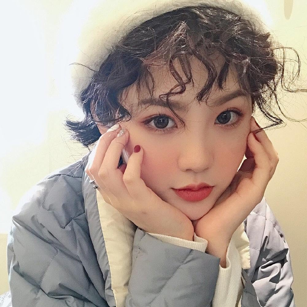 Dark Brown Clip in Hairpiece with Bangs Natural Fluffy Curly Heat Resistant Highlight Wig Headwear for Girls Women Anime Party Cosplay Wedding Dating image number 5