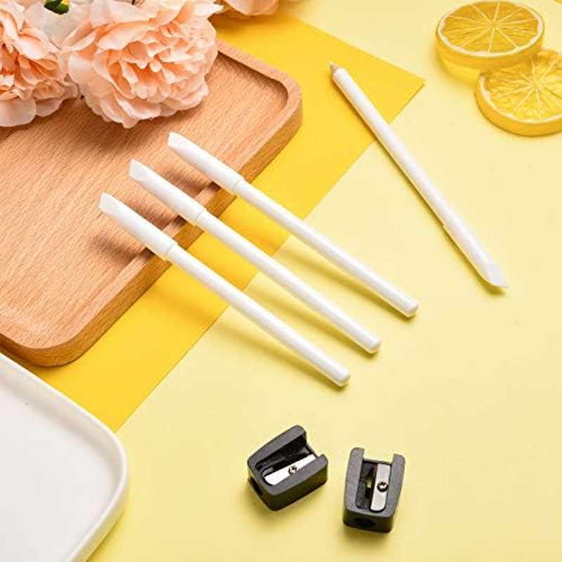 2 Pieces White Nail Pencil and Pencil Sharpener Set, 2 In1 Nail Whitening under French Fingernail with Cuticle Pusher and Handheld Sharpener for DIY Art Manicure Supplies image number 1