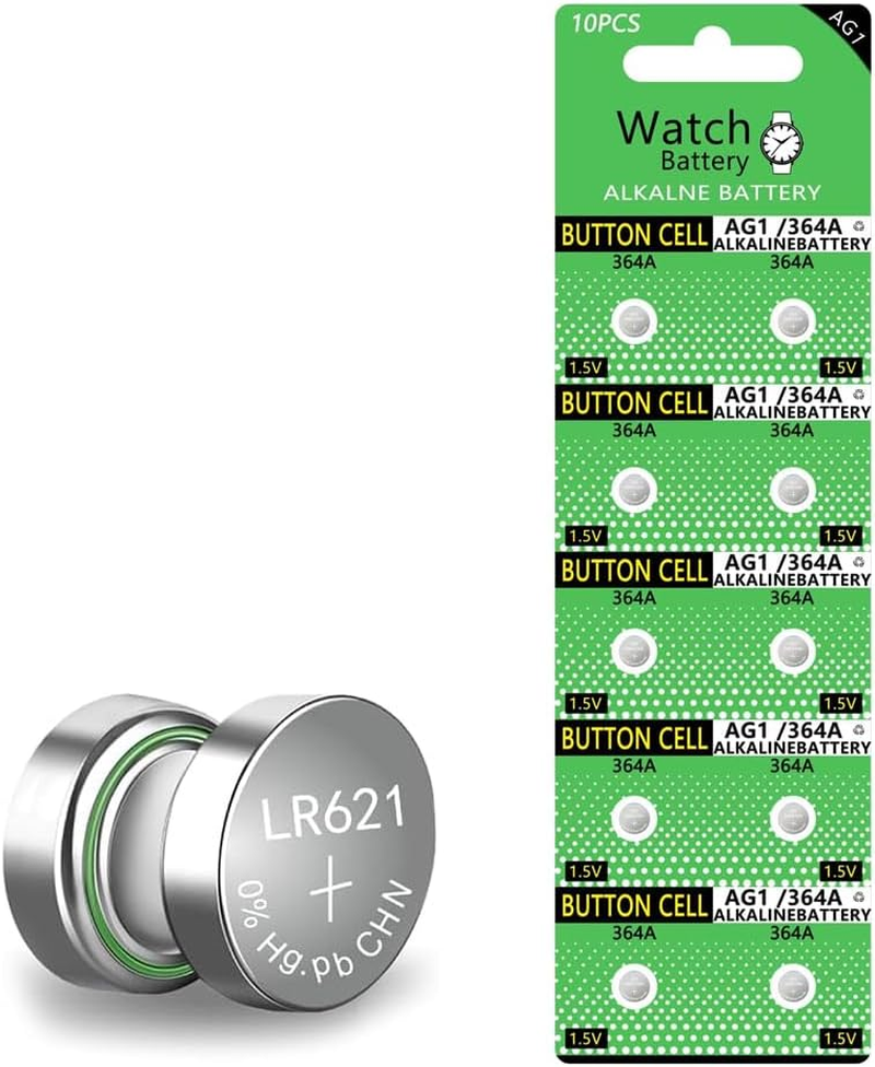 10 Pack AG1 Battery LR621 364 Watch Battery 1.55V 364 SR621SW SR621SW 621 LR60 CX60 Alkaline Button Cell Batteries for Watch Toys Remote AG13 image number 2