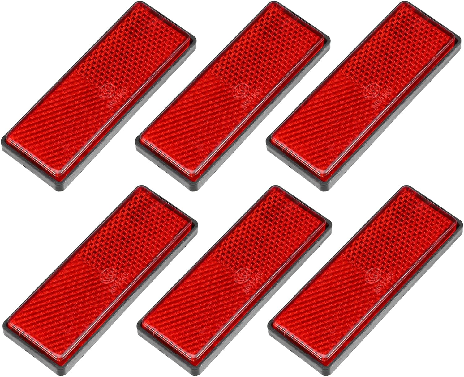 X AUTOHAUX 6 Pcs Rectangular Stick-On Safety Spoke Reflective Self Adhesive Reflector for Gate Posts Cars Trailer Motorcycle Bicycle Bike 87Mm Length Red image number 3