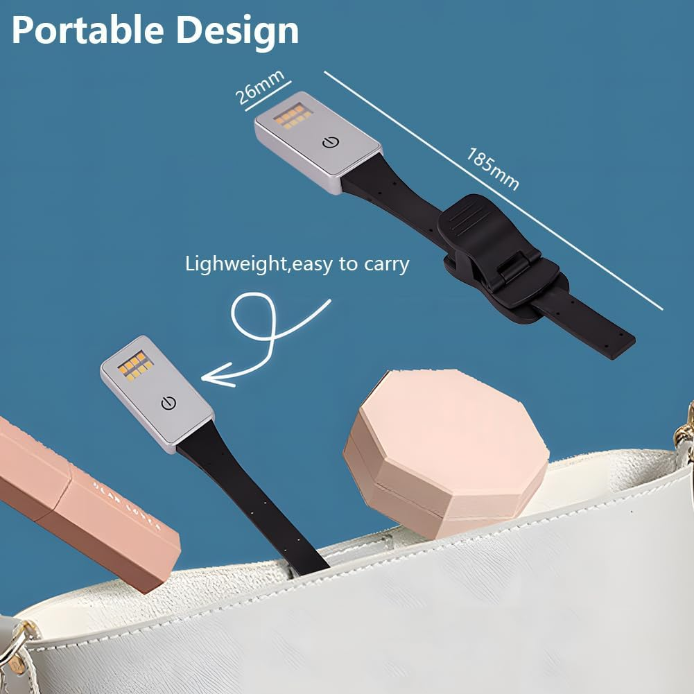 RUPEWA 8 LED Book Light, Clip-On​ Book Light for Bedside Reading, Lightweight Reading Light, USB Rechargeable Book Lamp for Book Lover, Black image number 4