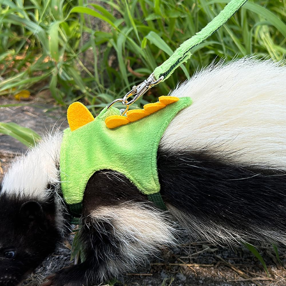 Anelekor Ferret Harness and Leash Set Small Animals Vest Harness with Safe Bell Dinosaur Shaped Walking Clothes for Baby Rabbit Guinea Pig Teacup Chihuahua Mouse and Other Small Pet (B) image number 2