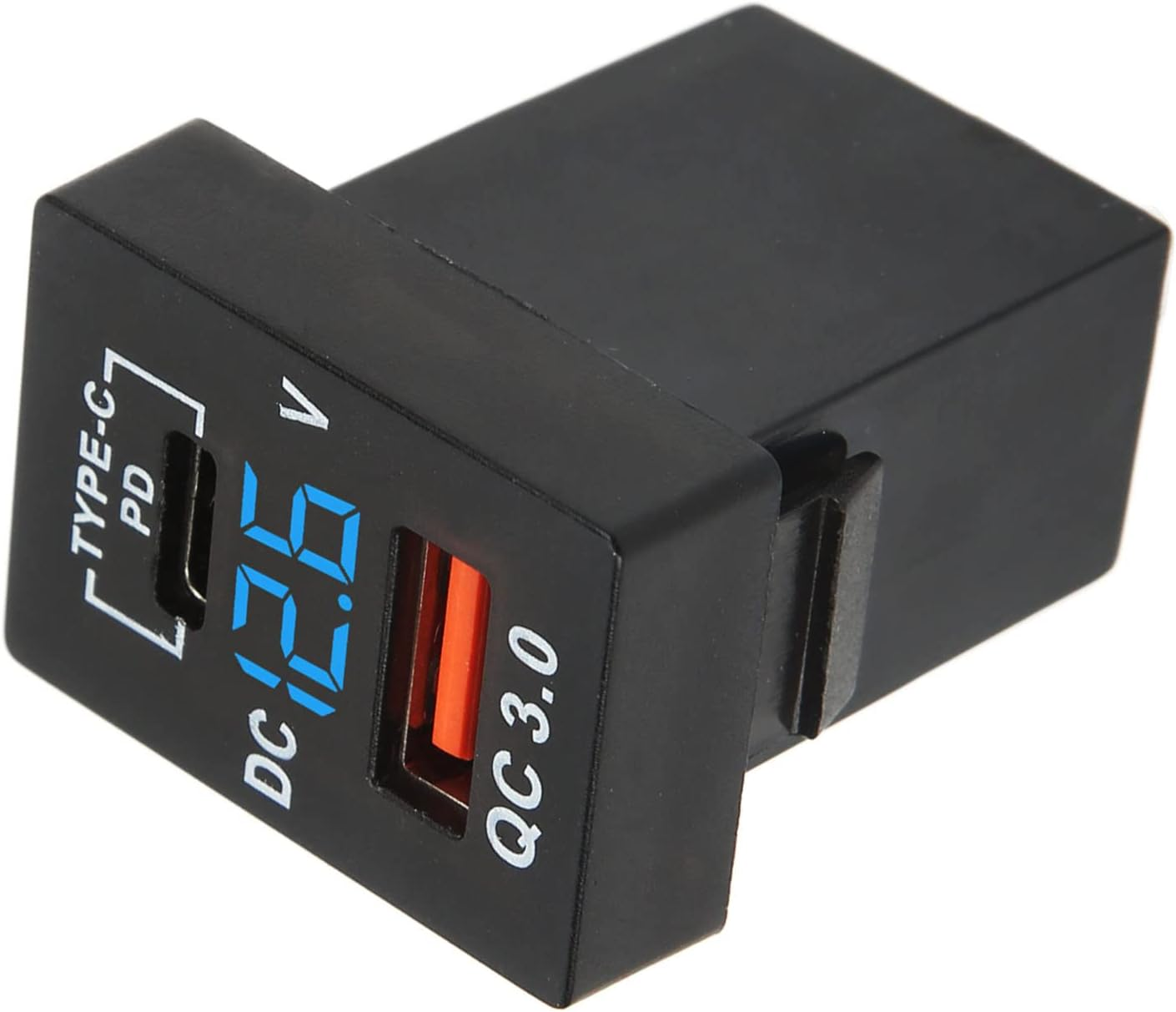 USB Car Charger Socket QC 3.0 Fast Charge 12‑24V Voltage Display for Cars Motorcycles Motorhomes