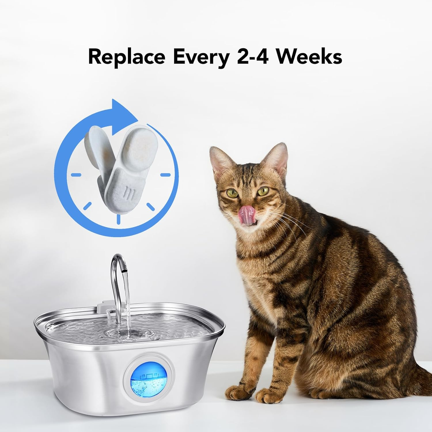 HICC PULE Replacement Filters for HICC PULE 108Oz/3.2L Stainless Steel Cat Water Fountain, Ultra-Quiet Cat & Dog Water Dispenser - 9 Packs Filters & Sponges