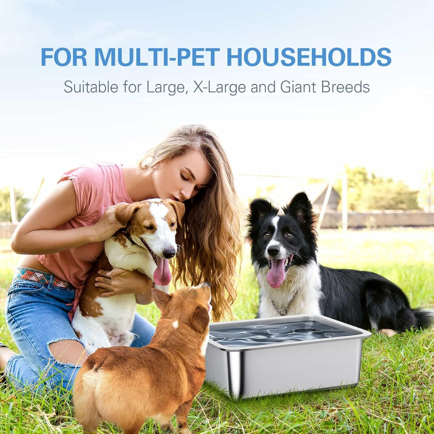 1.5 Gallon Stainless Steel Dog Bowls for Large Dogs, Water and Food Bowl, Outdoor for M-Sized and X-Large Dogs image number 1