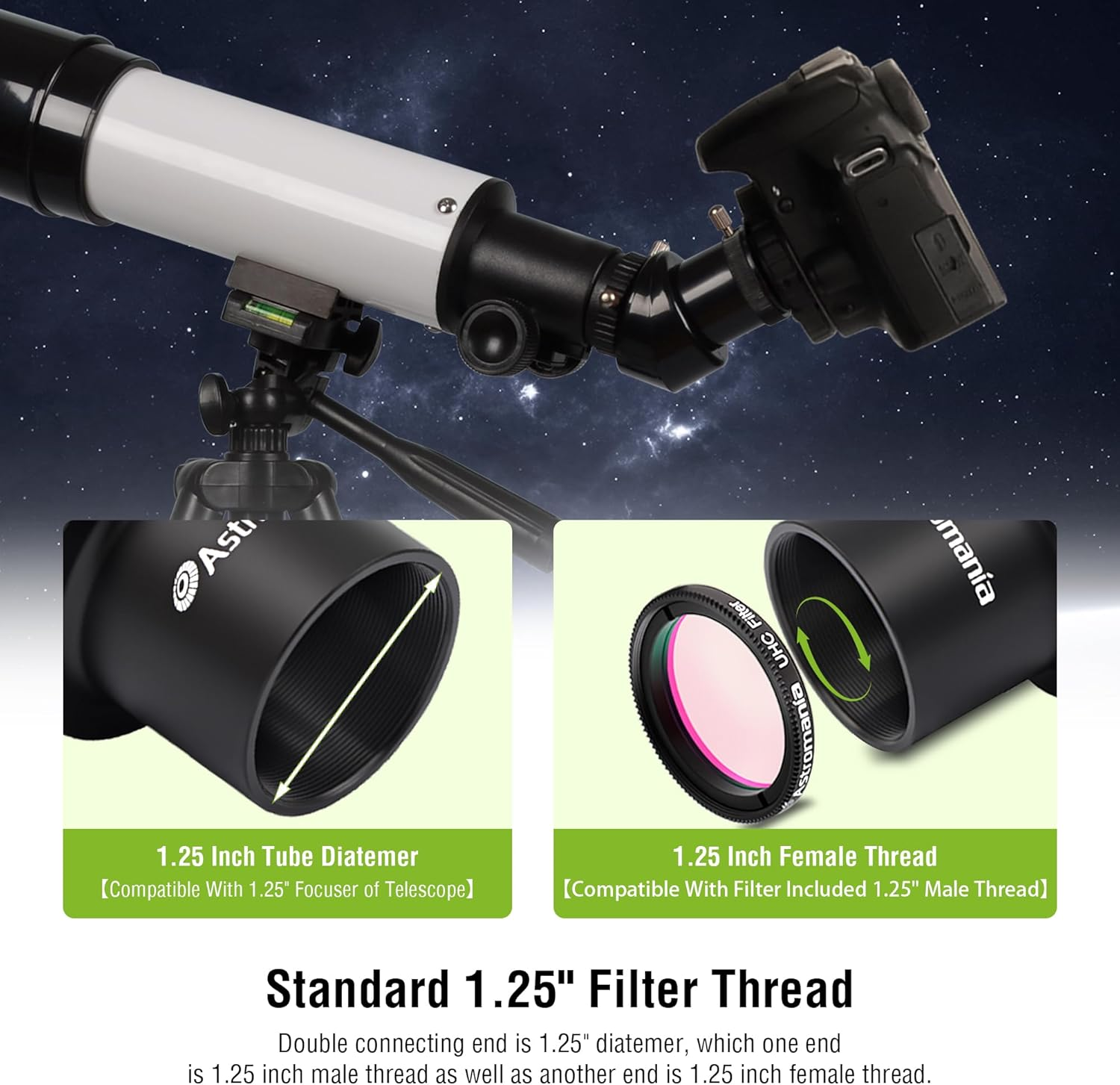 Astromania T-Ring and M42 to 1.25" Telescope Adapter (T-Mount) for Ni Kon SLR/DSLR Cameras image number 5