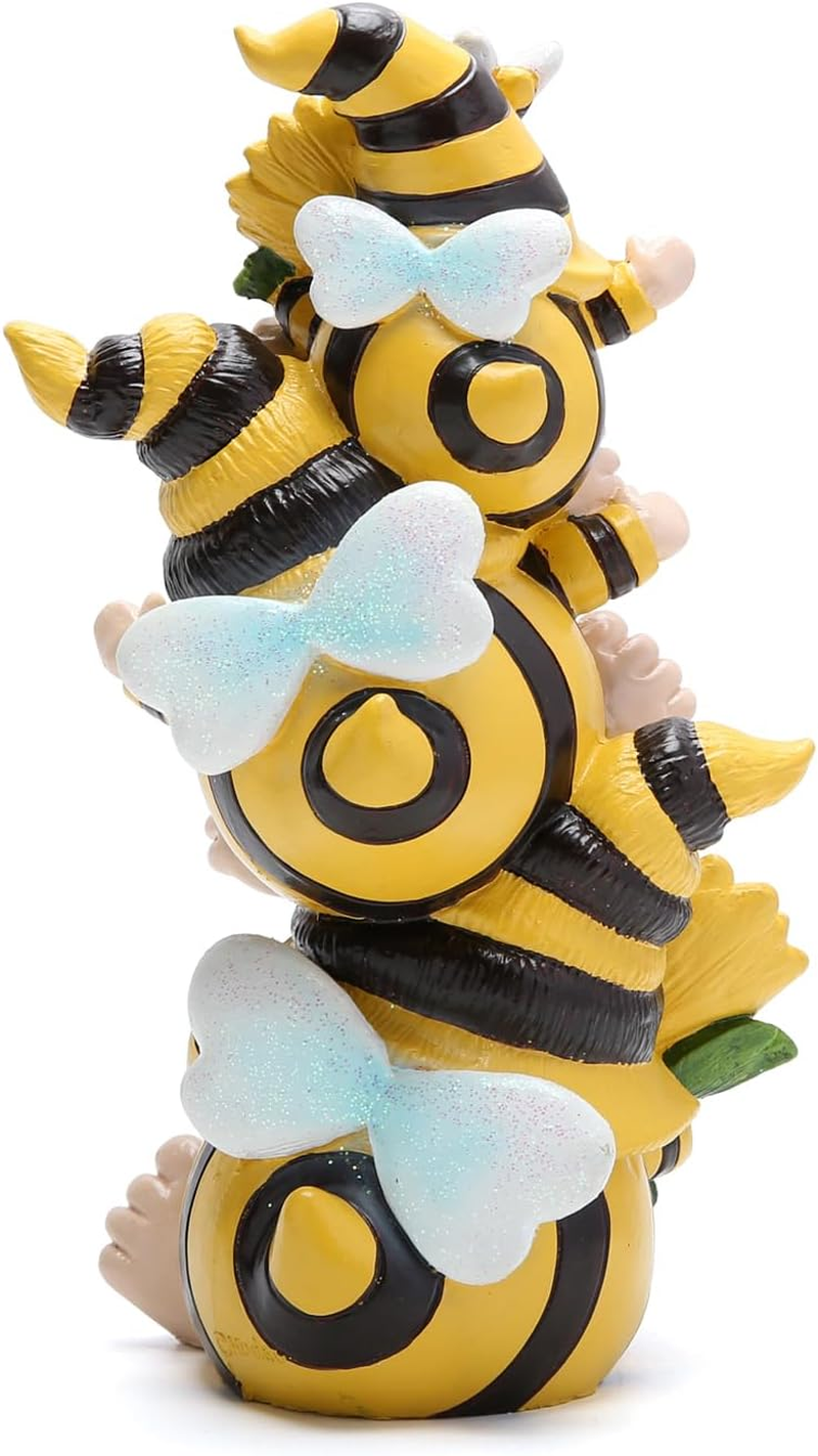 Hodao Summer Bee Gnome Decorations Indoor Home Table Decor Cute Stacked Bee Gnome Figurines Gifts -Swedish Dwarf Elf Figurines Summer Garden Honey Bees Gnomes Decorations (Bee1) image number 4