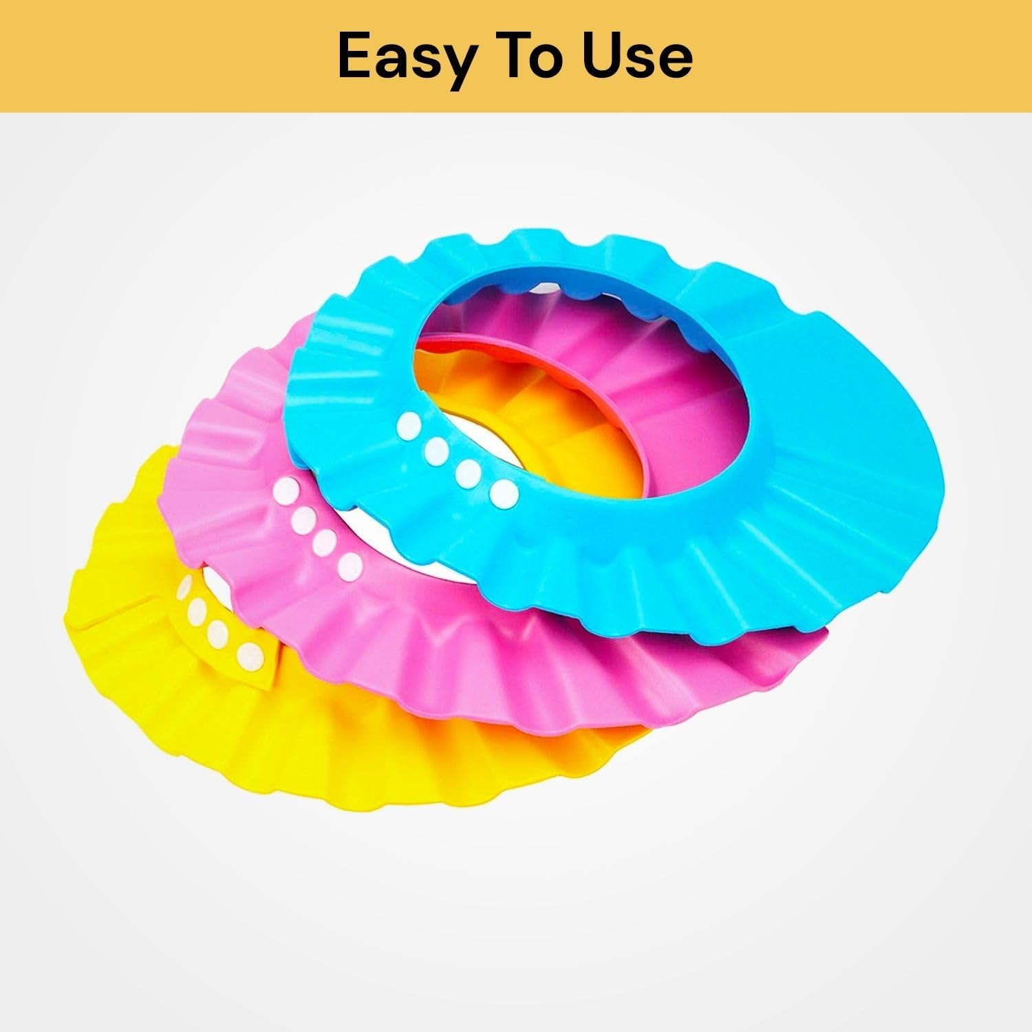 EZONEDEAL Adjustable Safe Soft Bathing Baby Shower Hair Wash Cap for Children, Baby Bath Cap Shower Protection Shield for Eyes and Ear Care, Bathing Baby Bath Cap, Adjustable Visor Hat for Toddler, Baby, Kids, Children, Shampoo Shower Bathing Protection Bath Cap (Yellow) image number 4