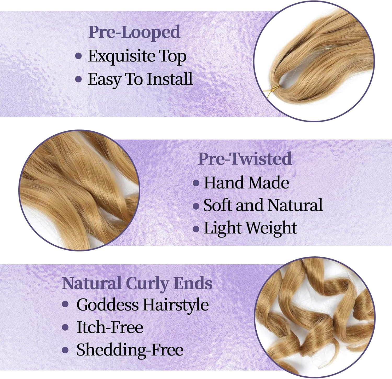 Locescsoc 24 Inch French Curls Braiding Hair 8 Packs Spanish Curly Braids Pre Stretched Loose Wave Soft French Curl Synthetic Braiding Hair Extensions for Women (27#, 24 Inch (Pack of 8)) - 1B/27 image number 5