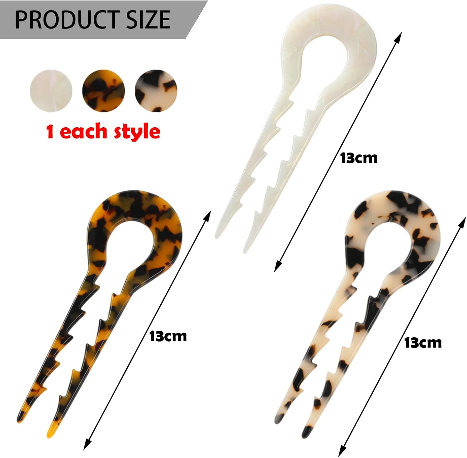 TYXHXTF Pack of 3 U Shaped Hair Pins, Hair Pin Bun French Hairpin, U-Shaped Hair Clips, Large Hair Pin for Women Girls image number 6