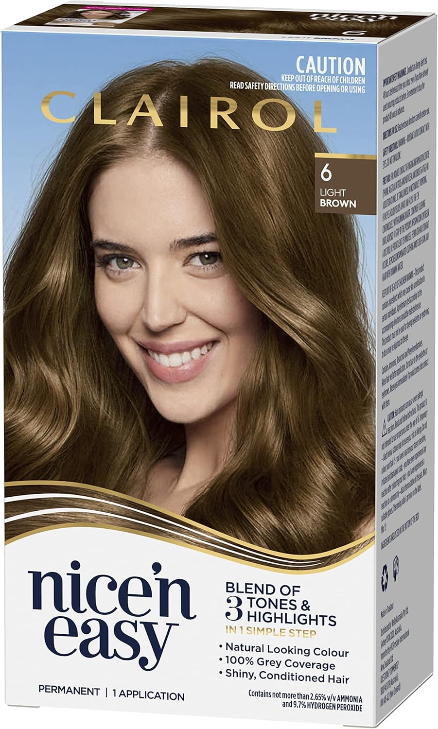 Clairol Nice 'N Easy Permanent Hair Colour 6 Natural Light Brown, 100% Grey Coverage, Natural Looking Hair Colour image number 2