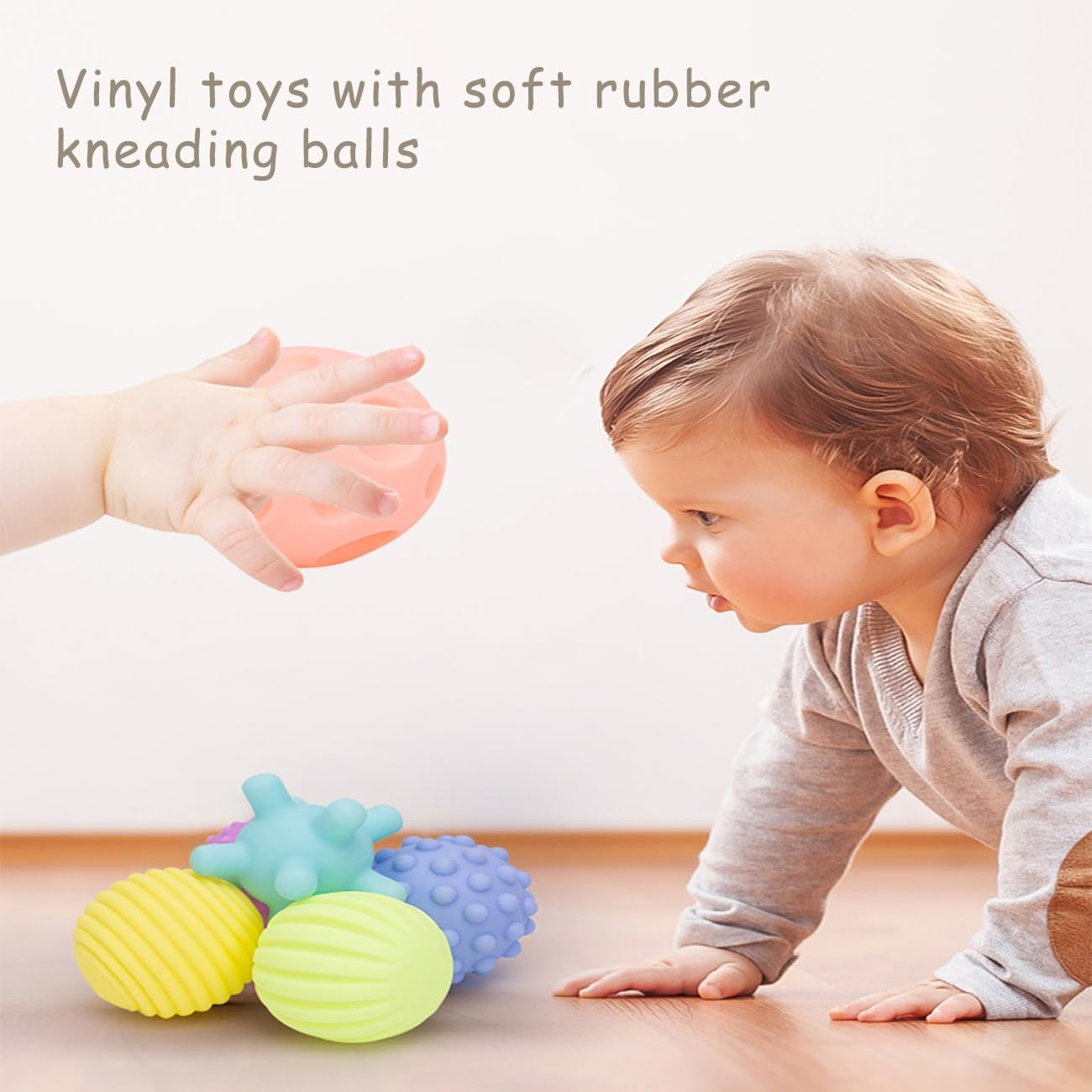 6 Pack Sensory Balls for Baby Sensory Baby Toys for Toddlers 1-3, Bright Color Textured Soft Squeezy Bath Ball, Montessori Toys for Babies Infant Gift Sets image number 5