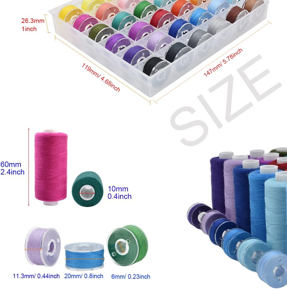 72Pcs Bobbins Sewing Threads Kit, 36 Colors 400 Yards per Polyester Thread Spools Prewound Bobbin with Case for Hand Machine Sewing, Emergency and Travel, DIY and Home image number 3