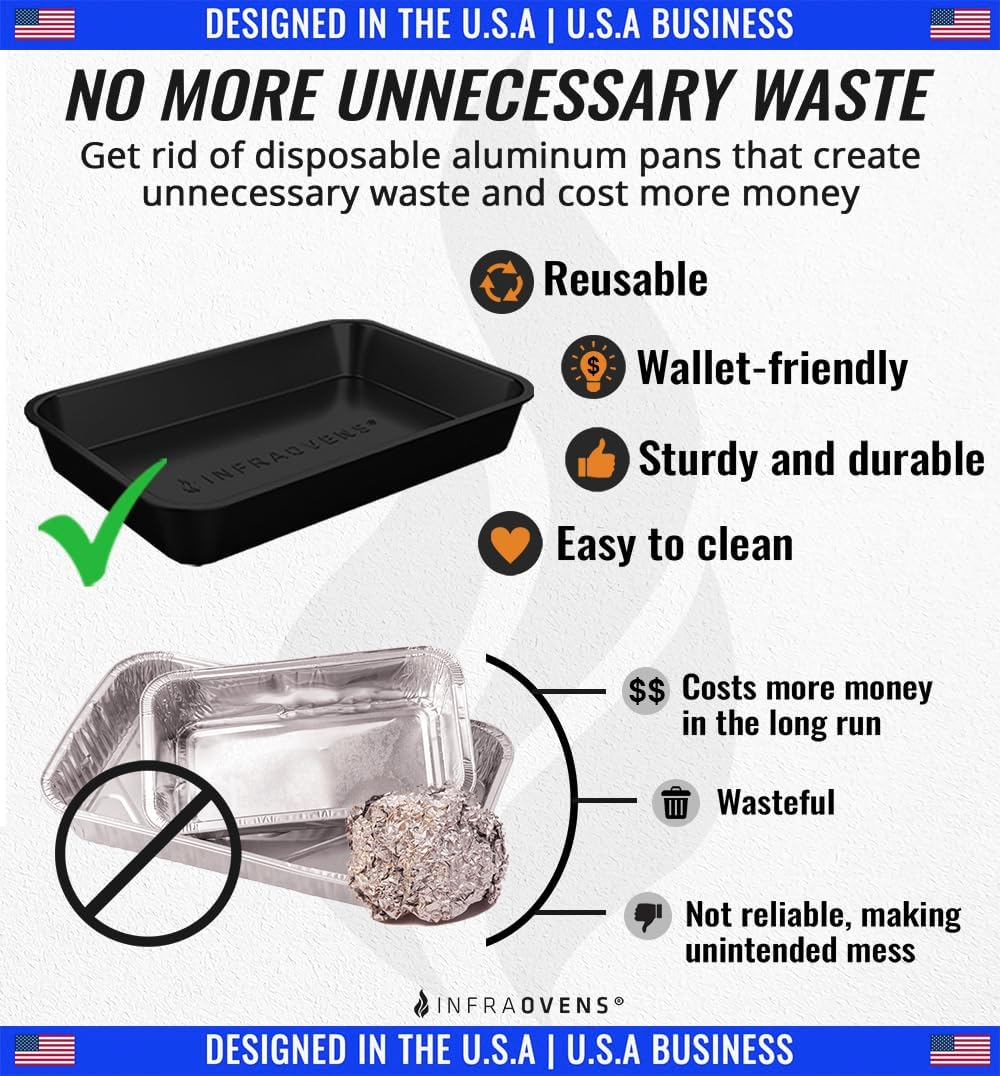 INFRAOVENS Drip Pan Liner for Ninja Woodfire Outdoor Grill OG701 OG751 Reusable Non Disposable Tray and Waterproof Cheat Sheet Cooking Guide Accessory for Wood Fire Grill Smoker 7-In-1 & Air Fryer image number 6