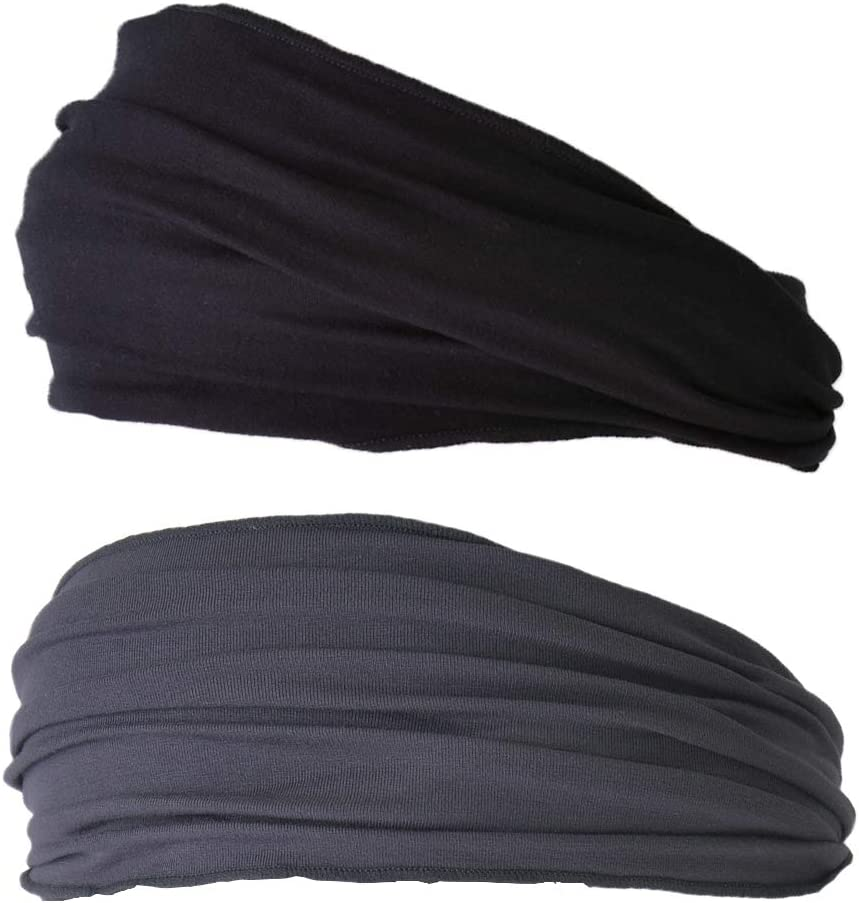 CHARM Mens Bandana Head Wrap - Womens Elastic Headband Japanese Long Hair Dreads