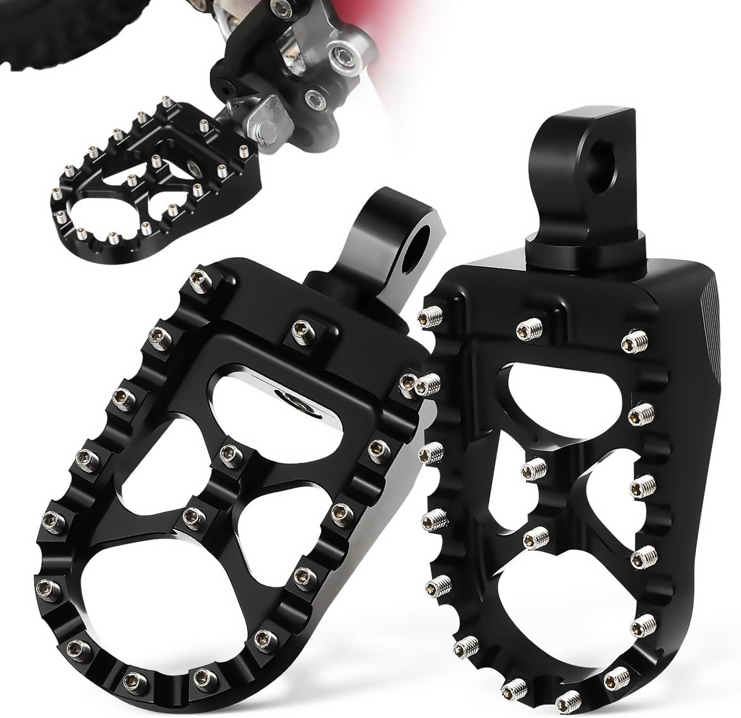 JECOMPRIS Motorcycle Foot Rests Motorbike Foot Pegs Front Rear Footpeg Motorcycle Brake Pedal for Motorcycle Motorbike Black image number 2