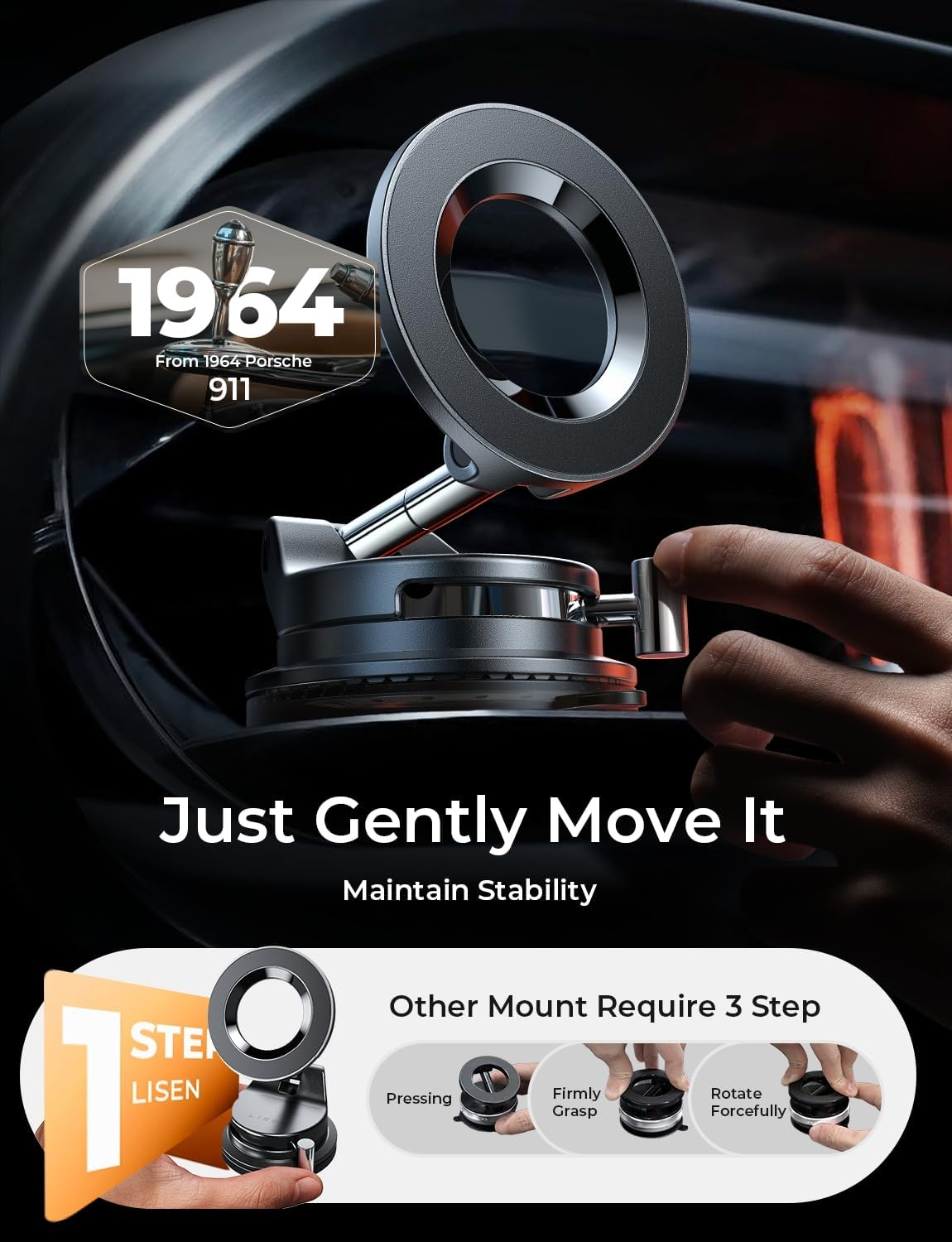 LISEN Suction Cup Phone Mount, Vacuum Magnetic Phone Holder, 360&deg; Adjustable for Magsafe Car Holder Foldable Suction Phone Mount for Car Truck Boat, Vacuum Magnetic Phone Stand, for Iphone 16 Pro Max image number 5