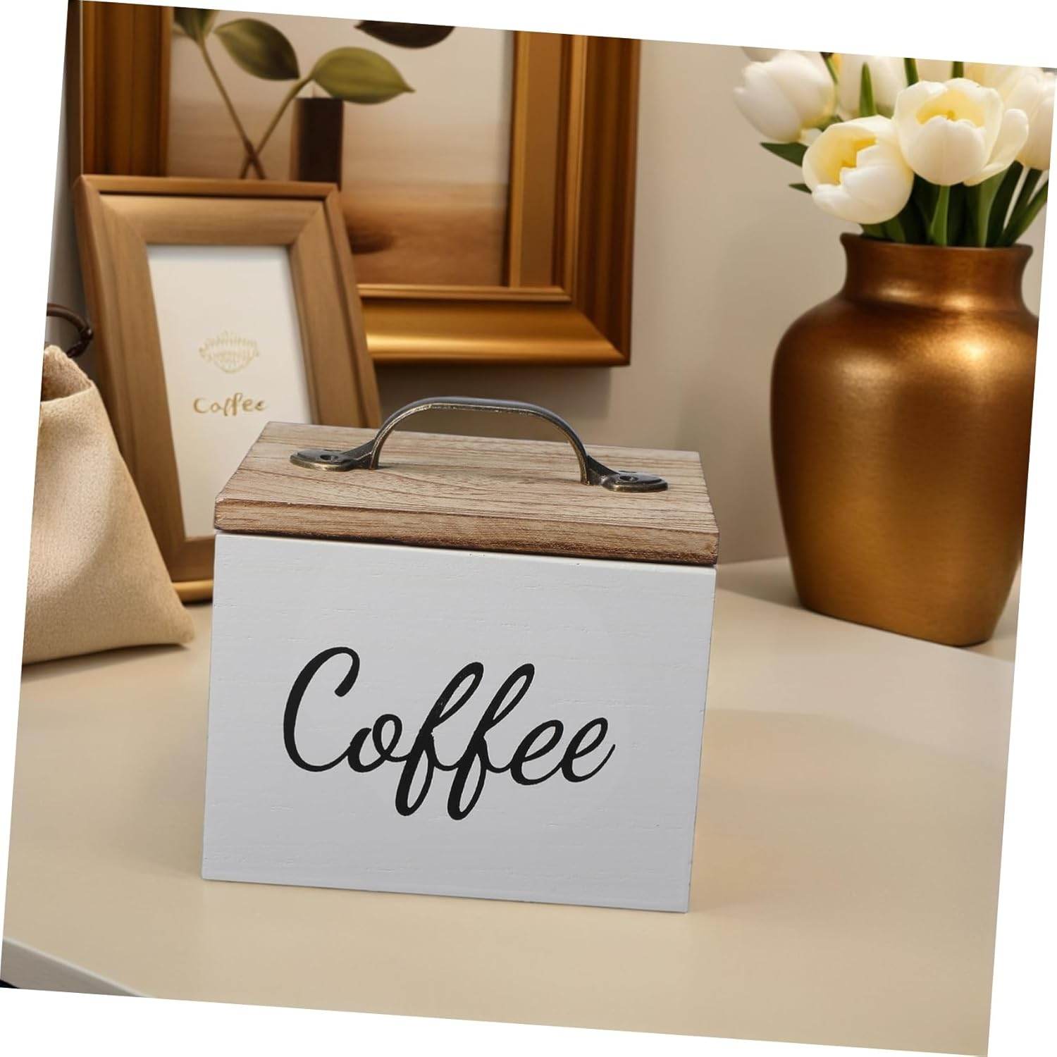 SECFOU Wooden Coffee Capsule Storage Box Holder Lid for Capsules for Kitchen Organization and Home Coffee Pod Storage image number 5