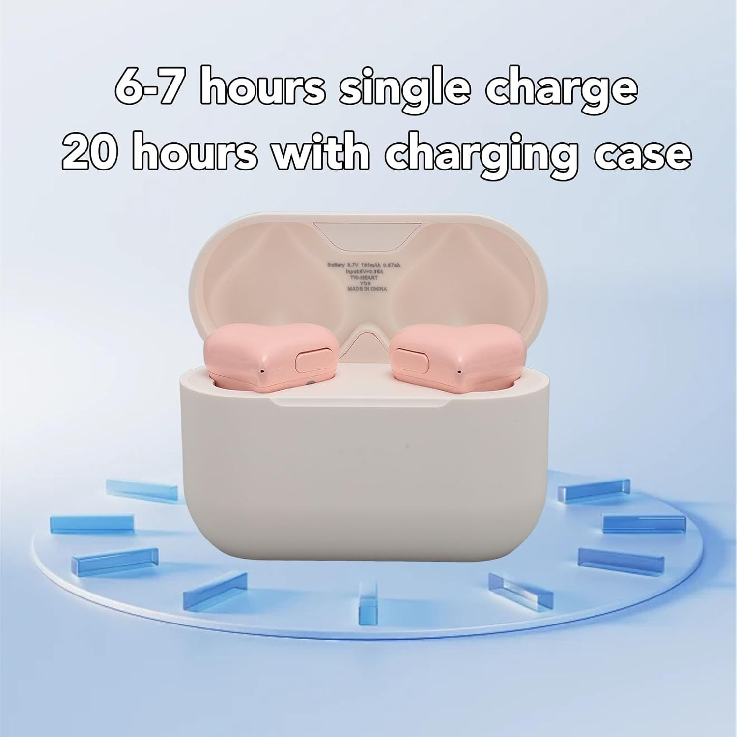 Annadue Wireless Bluetooth Headset with Charging Case, Waterproof Bluetooth 5.3 Heart Buds Heart-Shaped Built-In Microphone with Hifi Stereo Sound Quality (PIN) image number 5