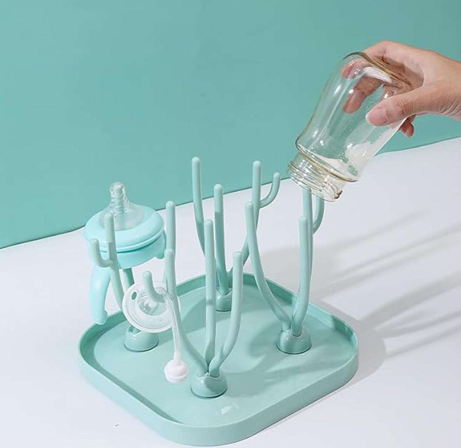 Baby Bottle Drying Rack with Drain, Tabletop Bottle Rack, Suitable for Bottle, Nipple, Cup, Pump Parts and Accessories image number 3