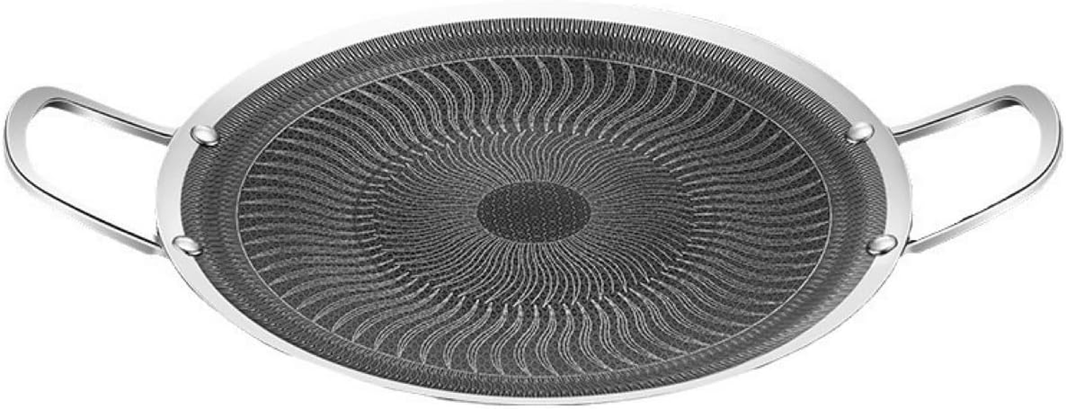 DDMMQS Stainless Steel Outdoor Baking Tray, Non Stick Coating, 13.38 Inch Circular Barbecue Pan, Suitable for Induction Cookers, Gas Stoves, Electric Stoves, Indoor or Outdoor Barbecue image number 3