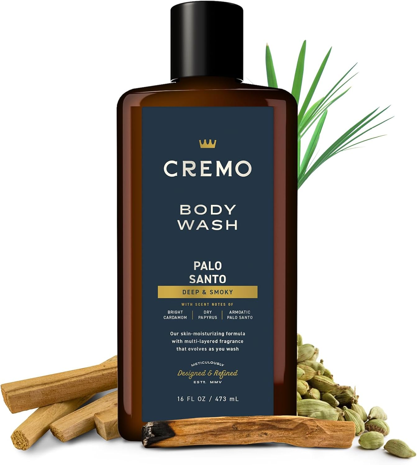Cremo Rich-Lathering Palo Santo (Reserve Collection) Body Wash, Notes of Bright Cardamom, Dry Papyrus and Aromatic Palo Santo, 16 Fl Oz (2-Pack) image number 5