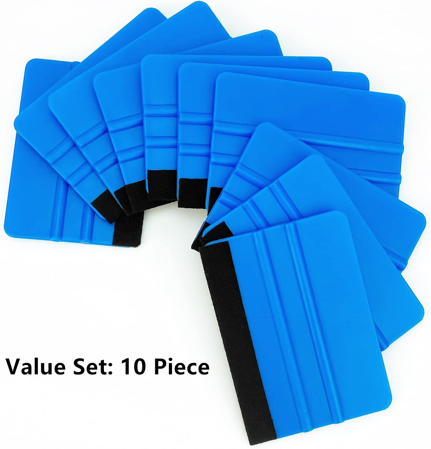 Ccyanzi 4Inch Vinyl Squeegee Tool Window Film Squeegee Decal Scraper Sign-Making Graphic Wallpaper Application, Felt Edge Protection Prevents Scratches - 10Piece Blue image number 5