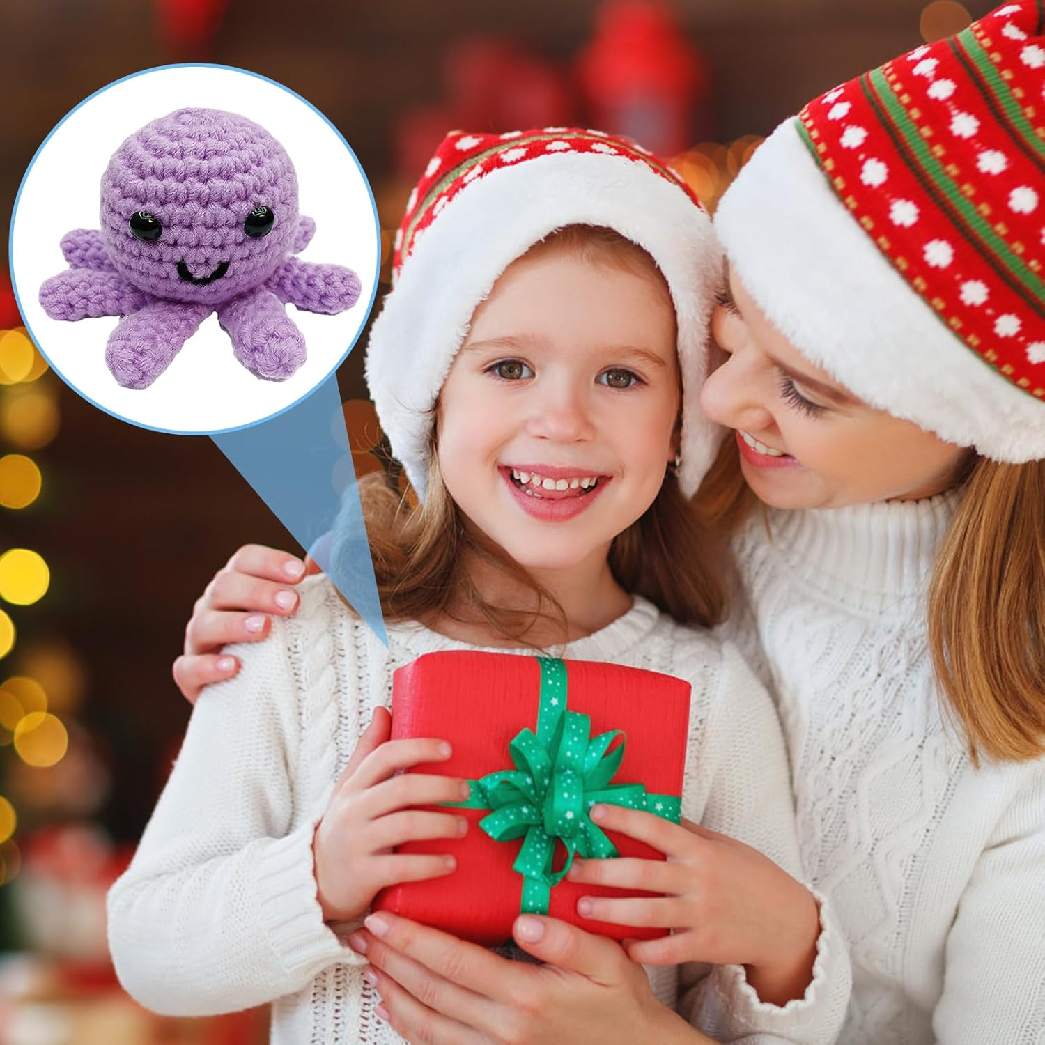 4 Pieces DIY Crochet Set with Crochet Pocket and Instructions, Knitting Set for Beginners, with 4 Different Animal Crochet Instructions (Elephant/Dinosaur/Bee/Octopus) for Beginners Animals image number 6