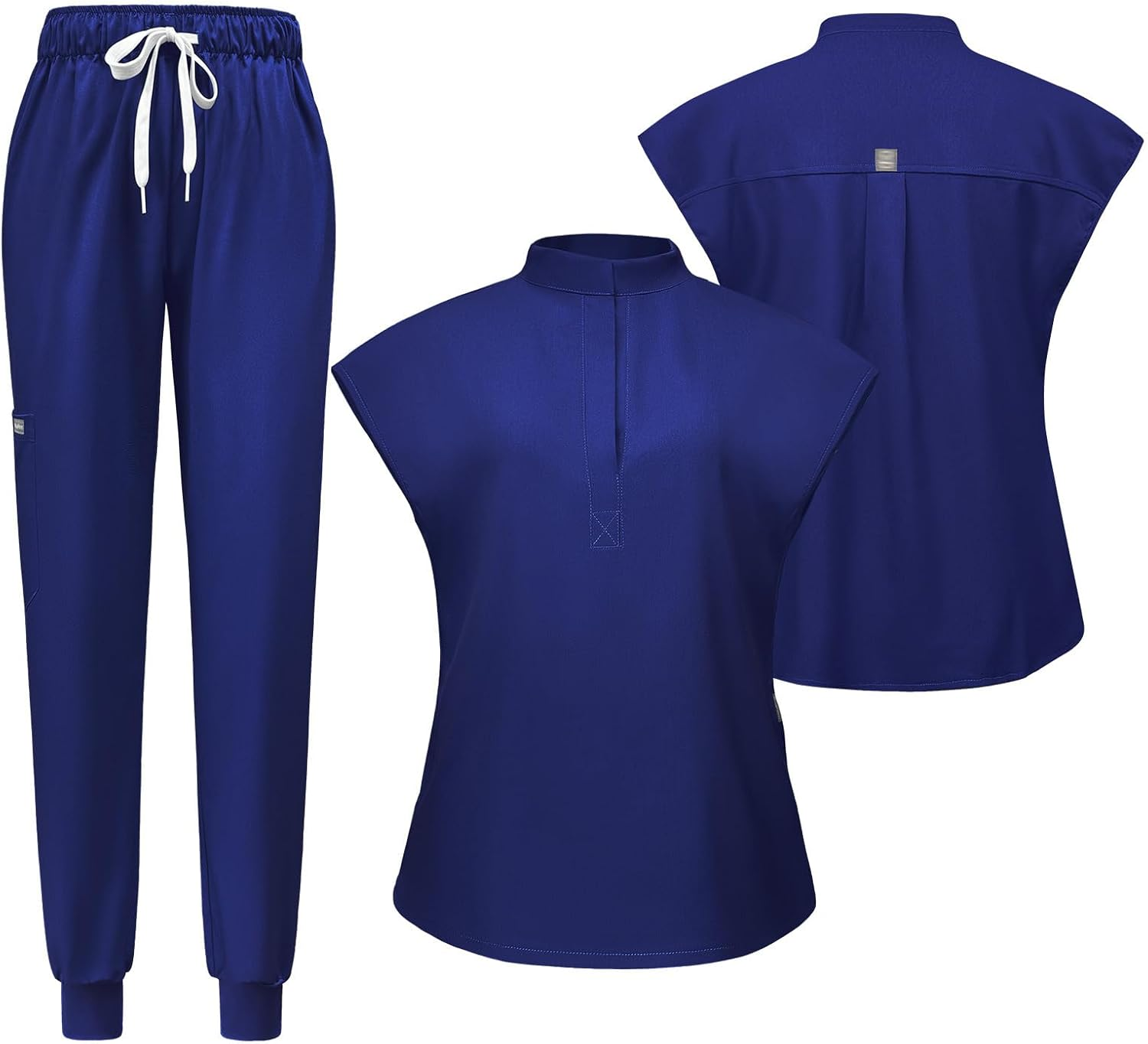 Meichoon Women'S Medical Scrubs Separate Set Stand-Up Neck Stretch Top with 2 Side Pockets Tapered Yoga Pants Soft & Wrinkle Resistant DK55