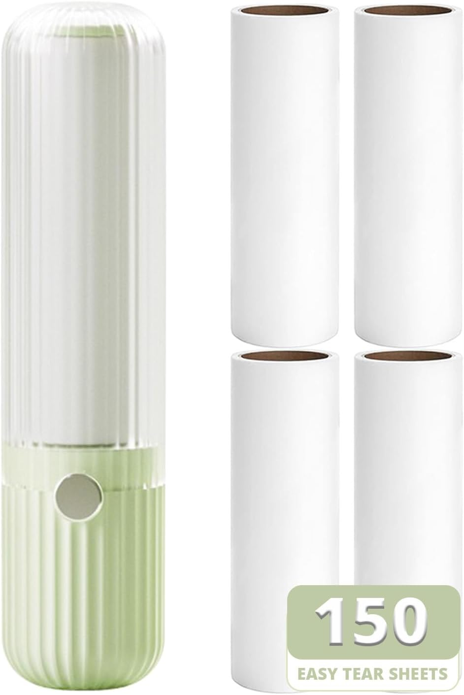 Sgdazo Compact Lint Roller with 150 Sheets - Portable Pet Hair Remover for Clothes, Furniture, and Travel Essentials Household Use, 1 Handle+5 Roller Refills (Pink)