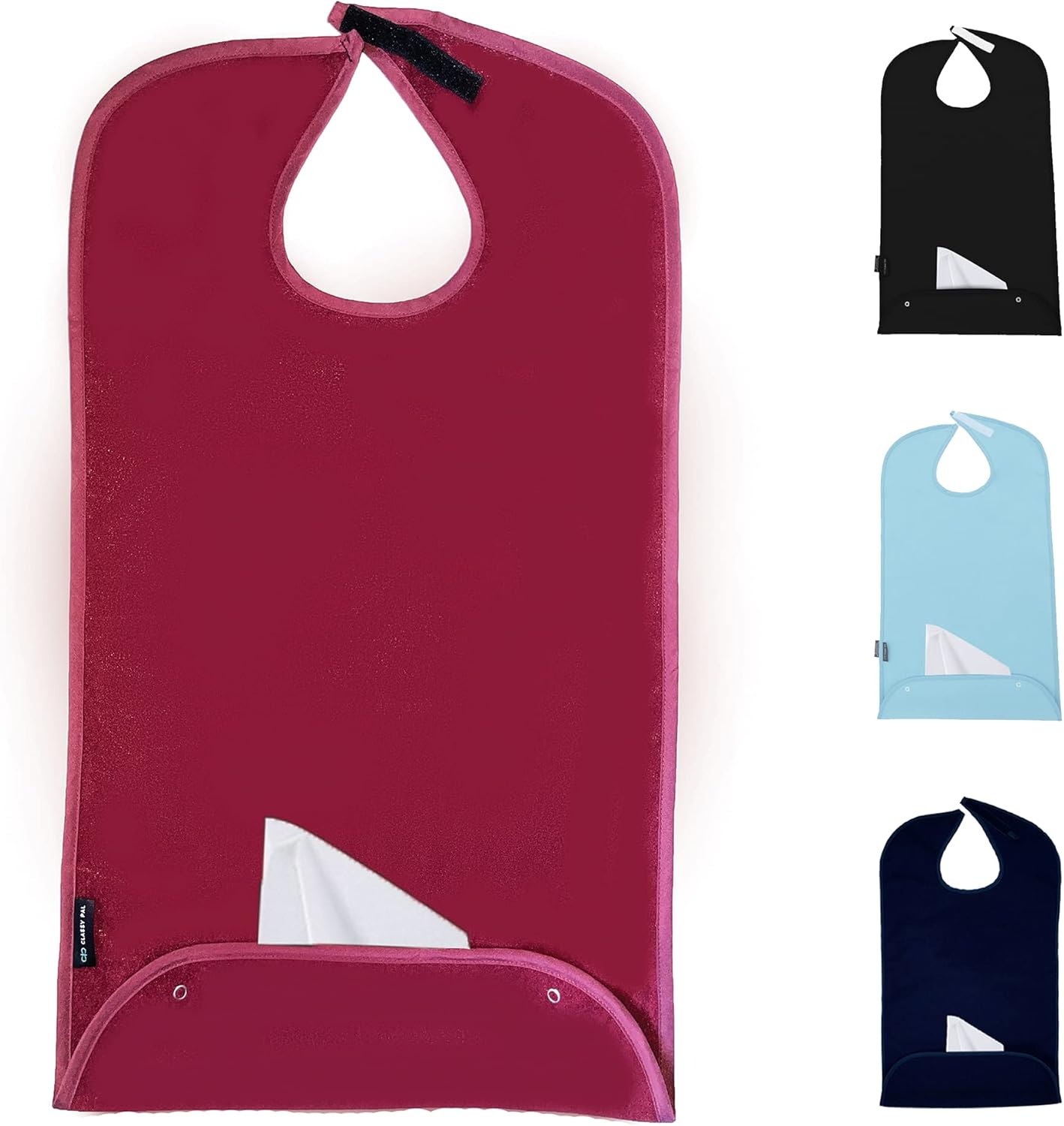 Adult Bibs for Women and Men | Senior Citizens Clothing Protector for Eating, Crafting, Cooking | Adults Bib Reusable and Washable (Black X 3Pk)