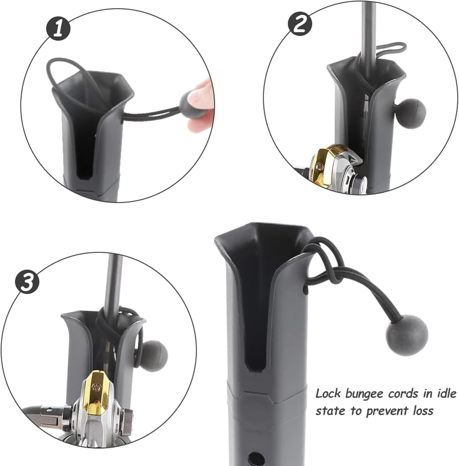 2-Pack Rotatable Fishing Rod Holders with Adjustable Mount Clamp - Compatible with Bike Racks, Boats, Kayaks, Motorcycles & Carts (Fishing Chair/Bicycle Accessories) image number 4