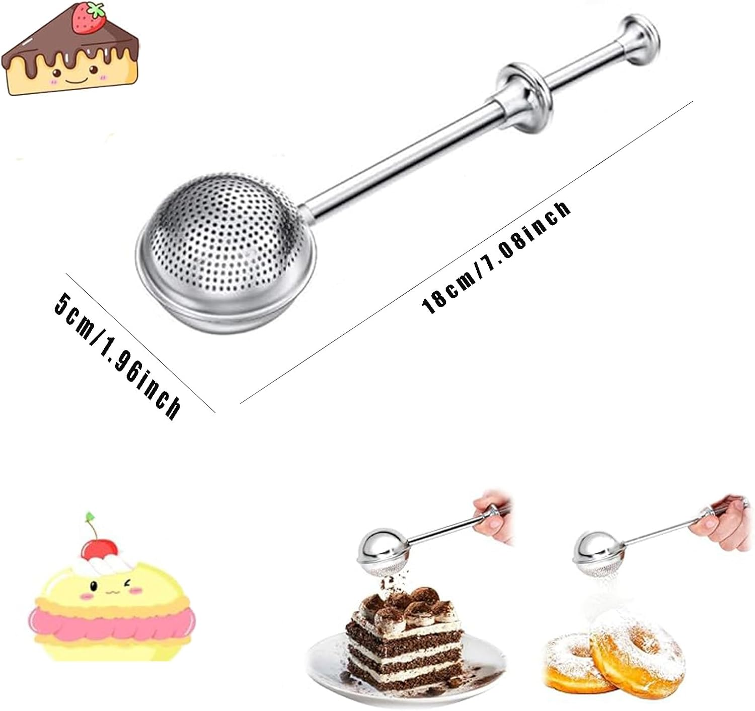 2 Flour Sticks, Stainless Steel Flour Sieve for Baking, Powder Sticks for Sugar, Flour, and Spices image number 2