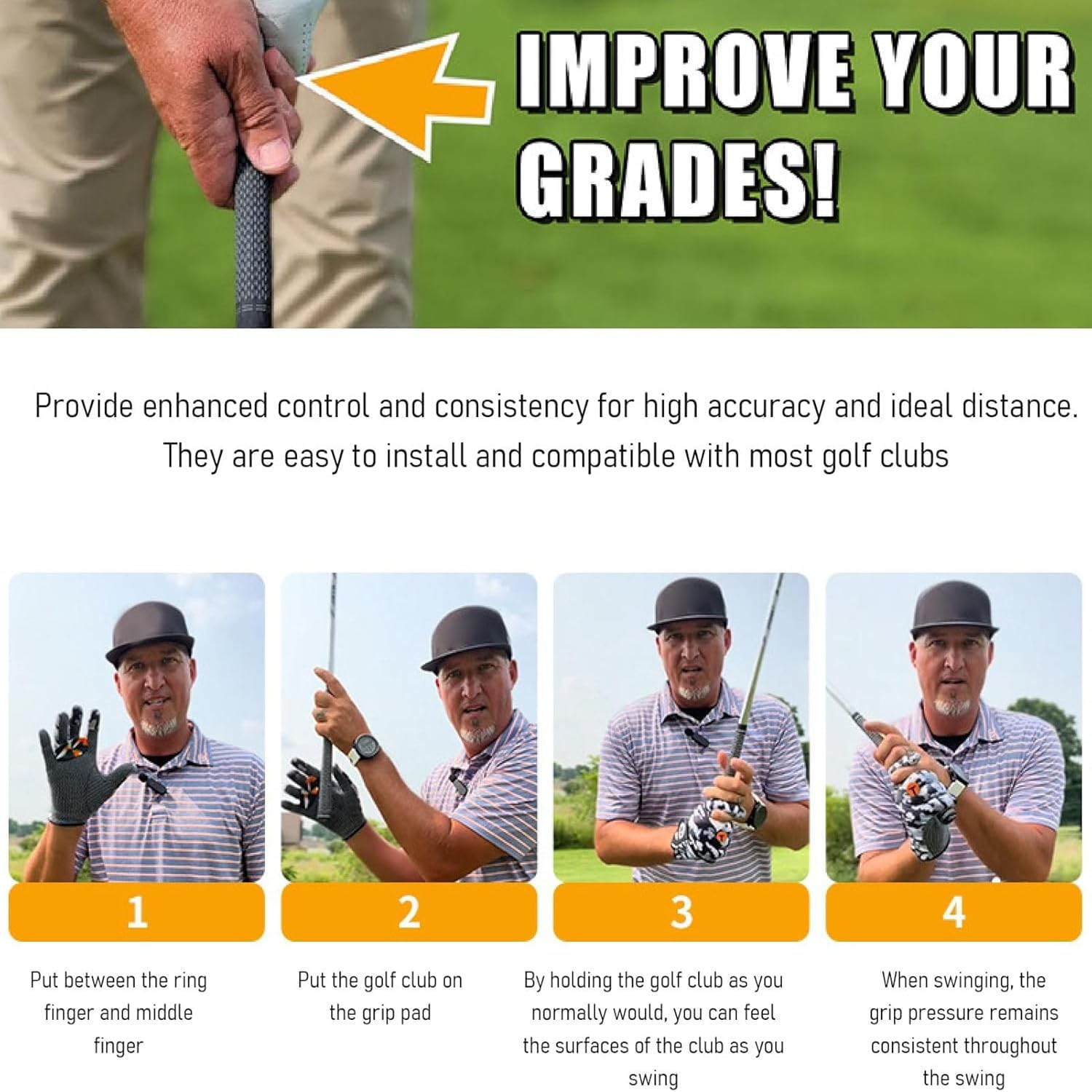 Golf Grip Trainer, T- Grip Golf Golf Club Training Aid, Comfortable Grip Pad for Swing Practice, Golf Training Aid for Men, Golf Accessories image number 2