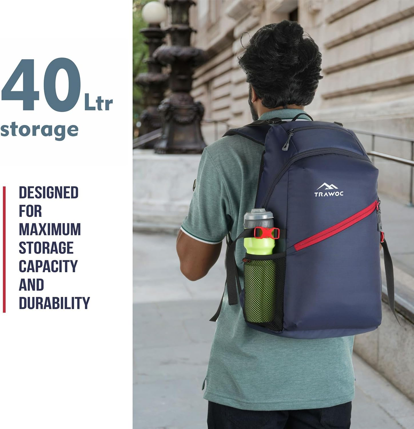 TRAWOC VIPER 40L Travel Backpack for Men and Women, Laptop Backpack with Water Resistant Fabric, Casual Bag Suitable for All Occasions image number 4