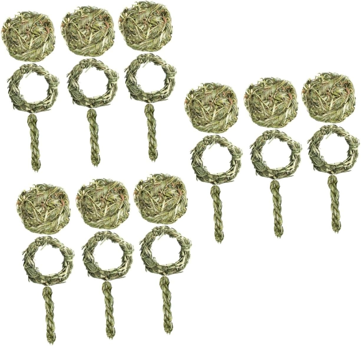 BESPORTBLE 27Pcs Natural Chinchilla Grass Snack Toys for Hamster Chewing Pet Molar Grinding Toys Pet Teeth Care for Guinea Pigs Mice