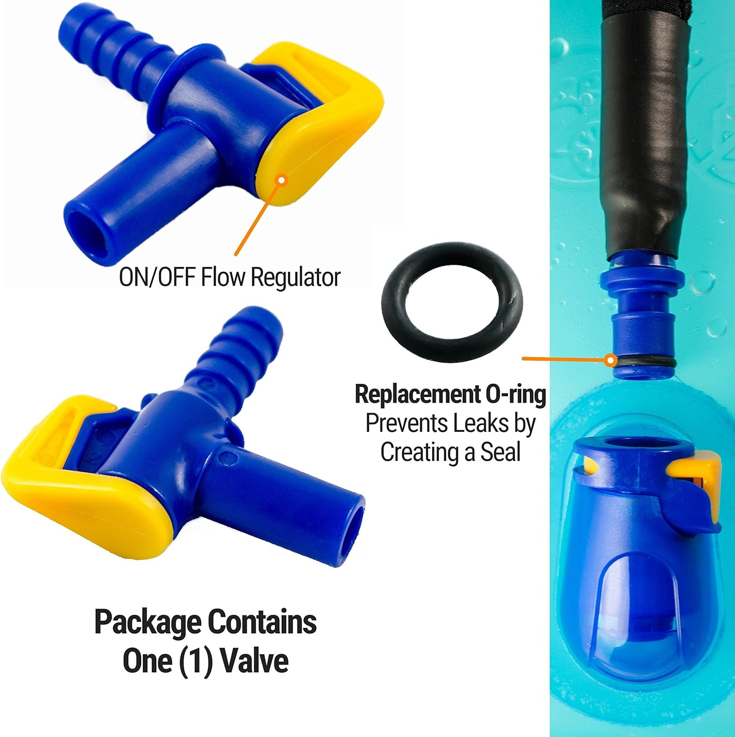 Bite Valve Replacement Mouthpieces Fits Camelbak and Most Brands (4-Pack), with Shutoff Valve and Tube O-Ring for Hydration Bladder and Backpack Water Reservoir image number 2