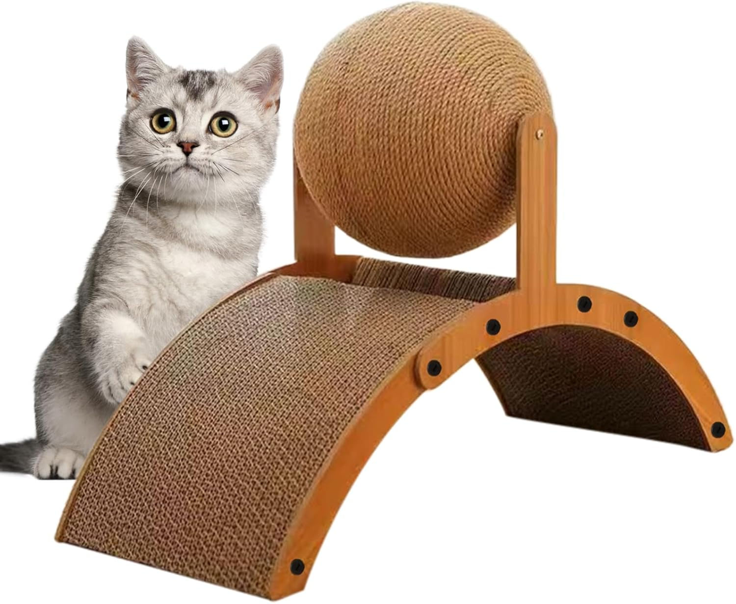 Ylnailky Cats Scratching Post - Cat Scratch Board - Vertical Scratcher with Corrugated Base Interactive Kitten Toy for Play Rest Senior Apartment Living Room Window Outdoor Home Patio image number 2