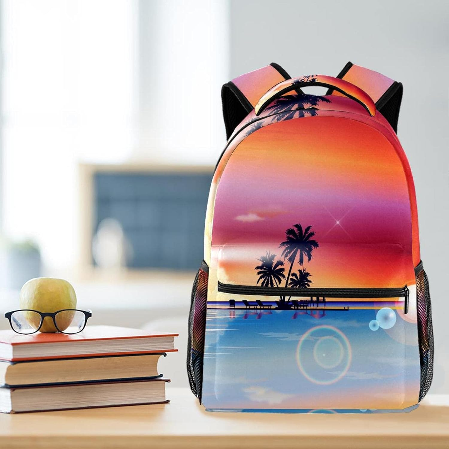 Beach Sea Palm Trees Coconut Water Backpack Students Shoulder Bags Travel Bag College School Tote Backpacks image number 5