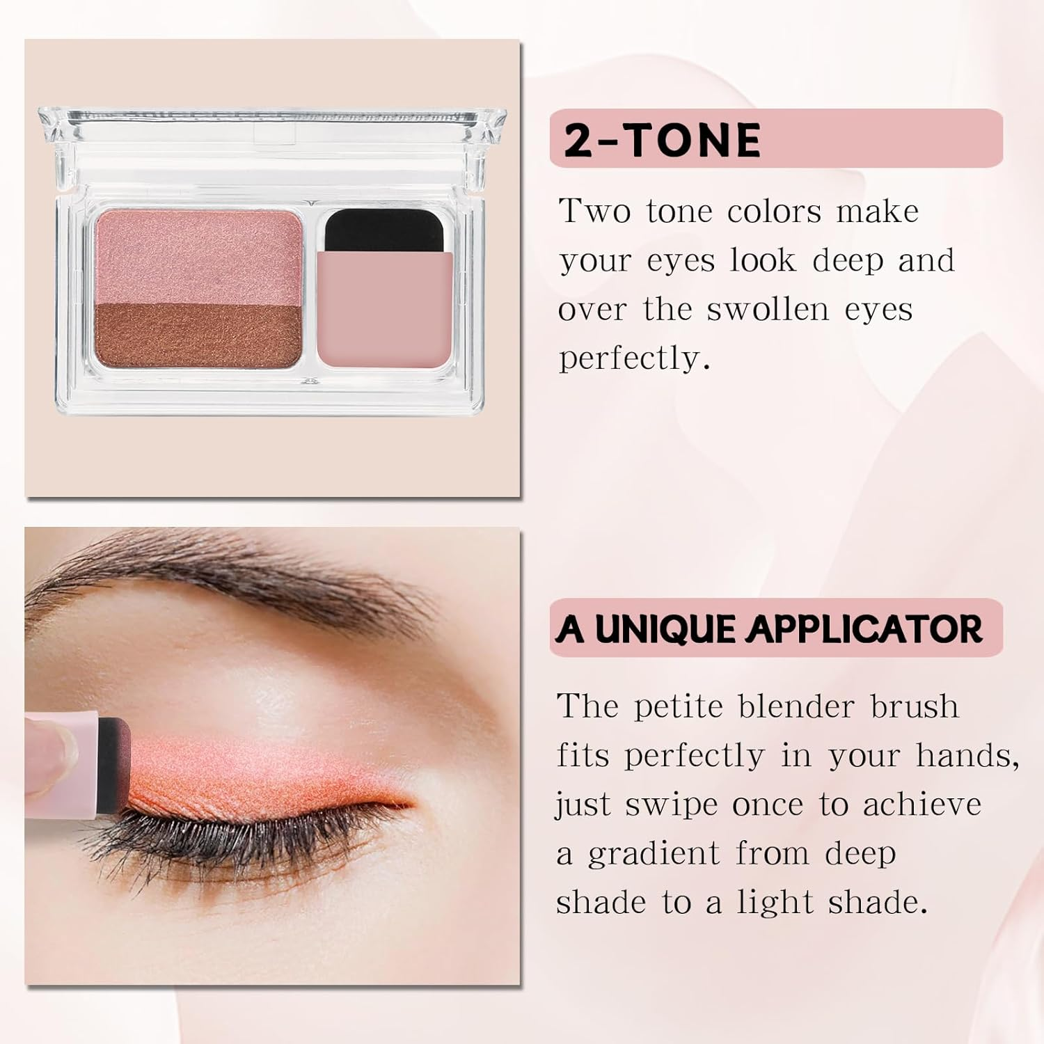 Apooliy Dual-Color Eyeshadow Palette with Applicator,Waterproof Eye Shadow,Shimmer Eye Makeup Palette,Long Lasting image number 5