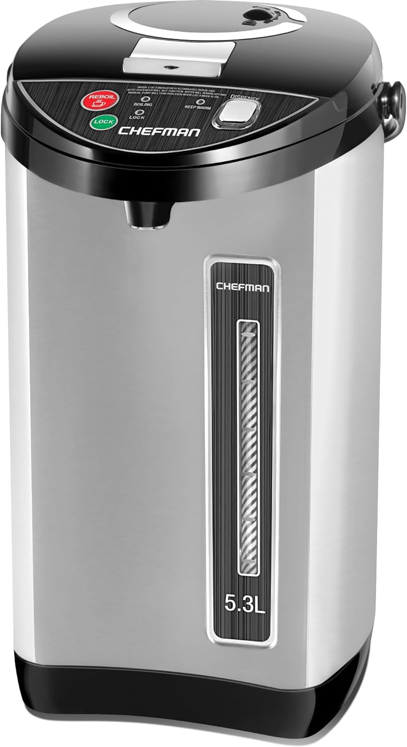 Chefman 5.3L Electric Hot Water Dispenser Urn W/Auto & Manual Dispense Buttons, 1700W, Safety Lock, Instant Heating, Auto-Shutoff/Boil Dry Protection, Insulated Stainless Steel - for Home & Office image number 4