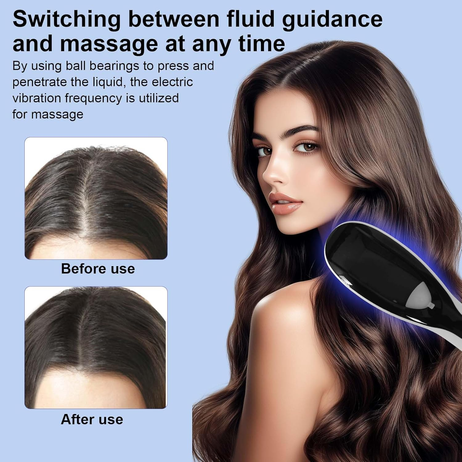 Electric Scalp Massage Brush, Wireless Spray Massage Comb with Red & Blue Light with 3 Modes, Scalp Massager, Massage Comb, Ideal for Hair Care and Relaxation image number 3