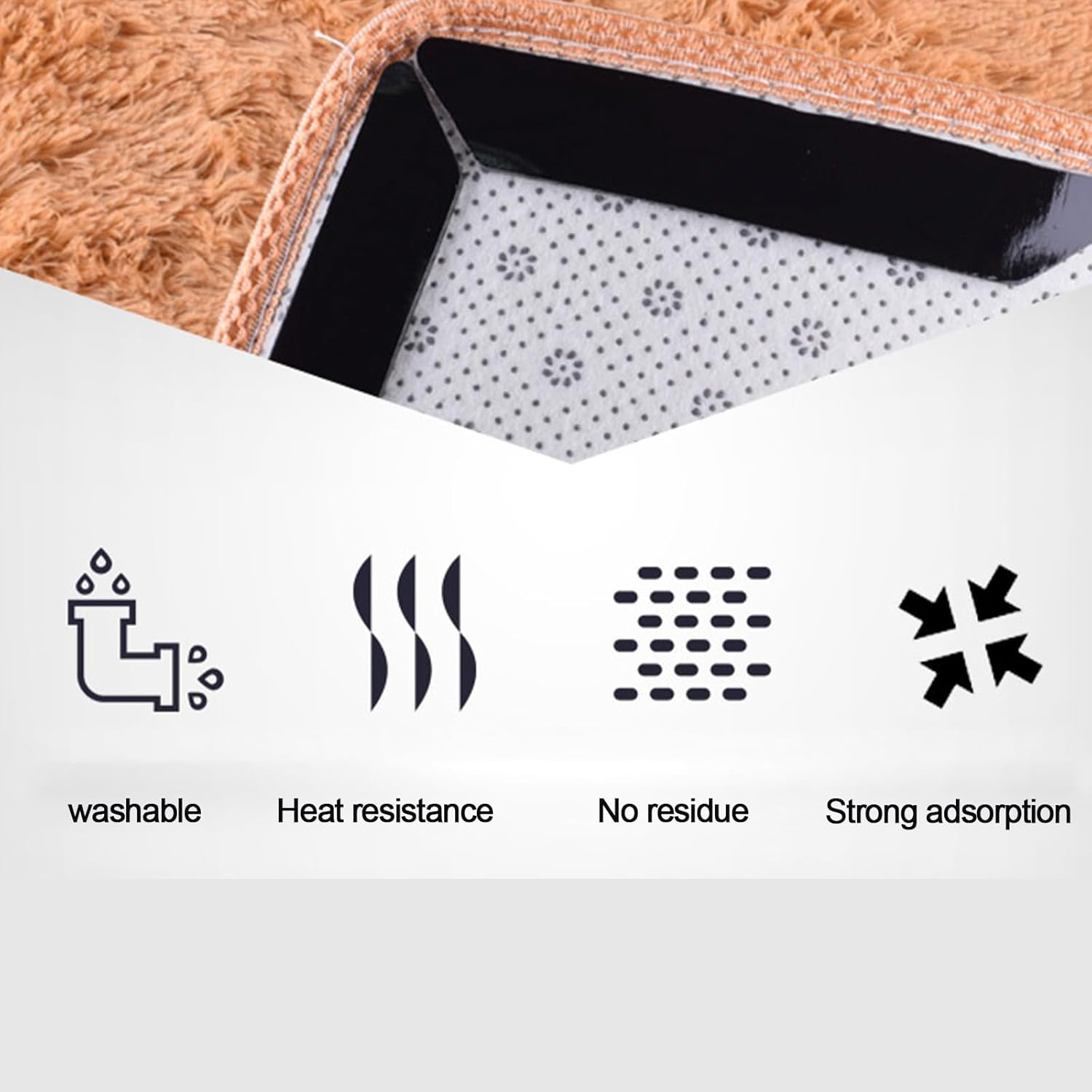 Rug-Grip, 24 Pcs Dual Sided Washable Removable Prevent Curling Corner Carpet Holder, Keep Rug in Place Non Slip Adhesive Rug Tape for Hardwood Floors and Tile image number 6