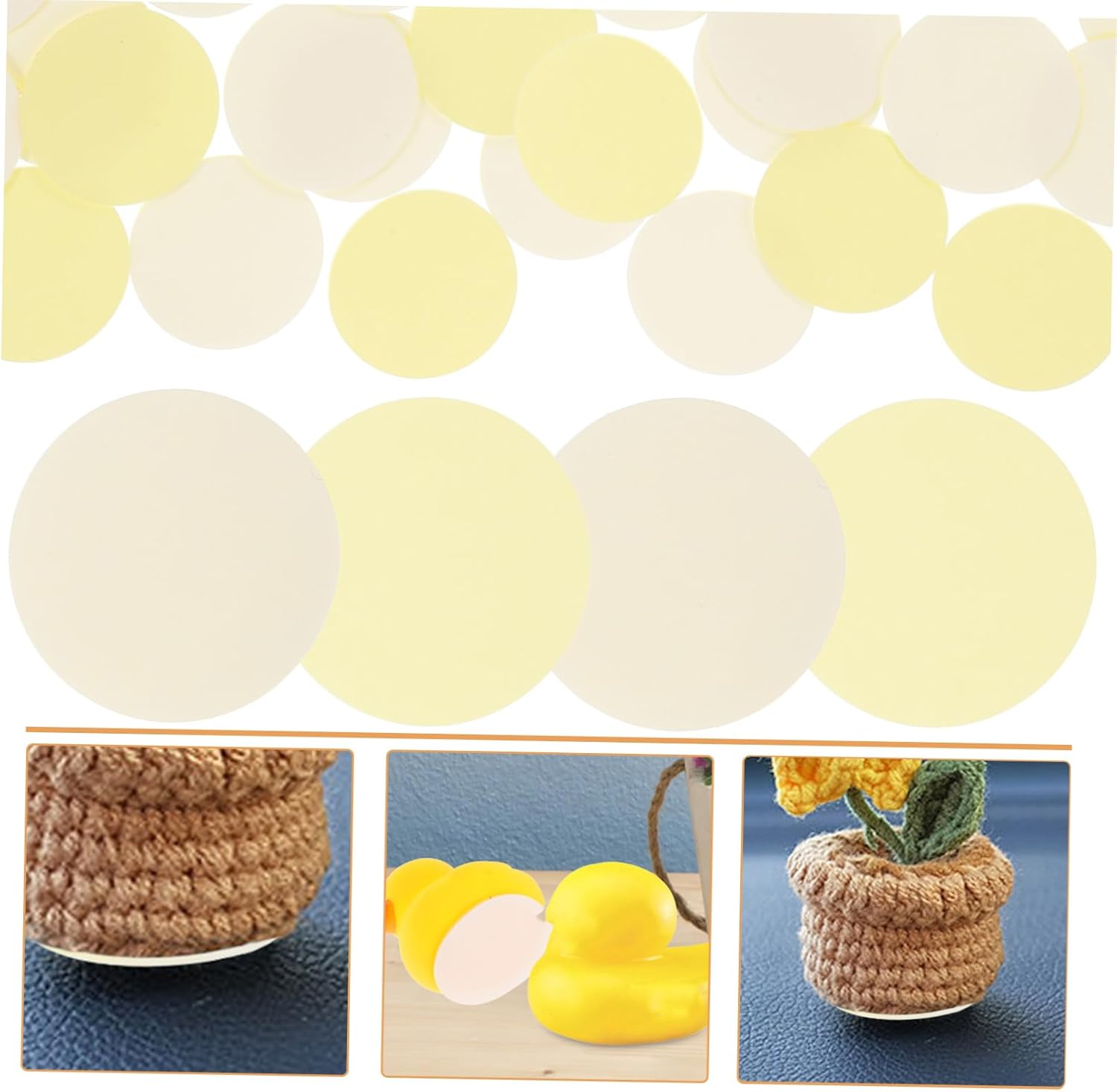 KICHOUSE Self Adhesive Double Sided round Pads Little Yellow Base Film Mounting Tape for Cars image number 1