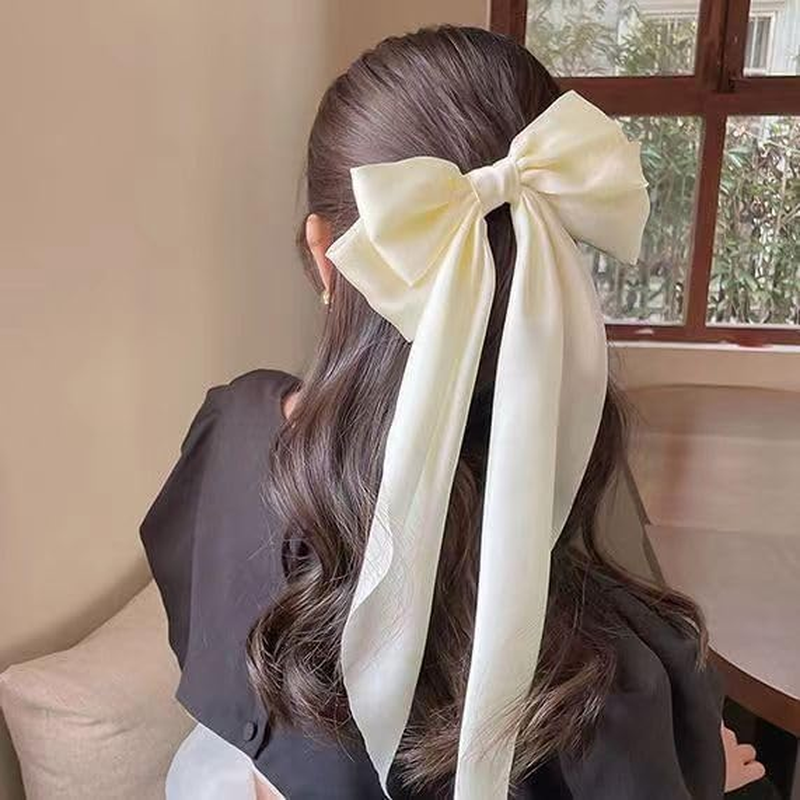 Hair Clips with Large Bow and Long Aeidy Satin, Elegant Hairpin Bow, French Hair Clip, Hair Accessories for Women, Girls for Party, Christmas, Women, Navy Blue image number 5