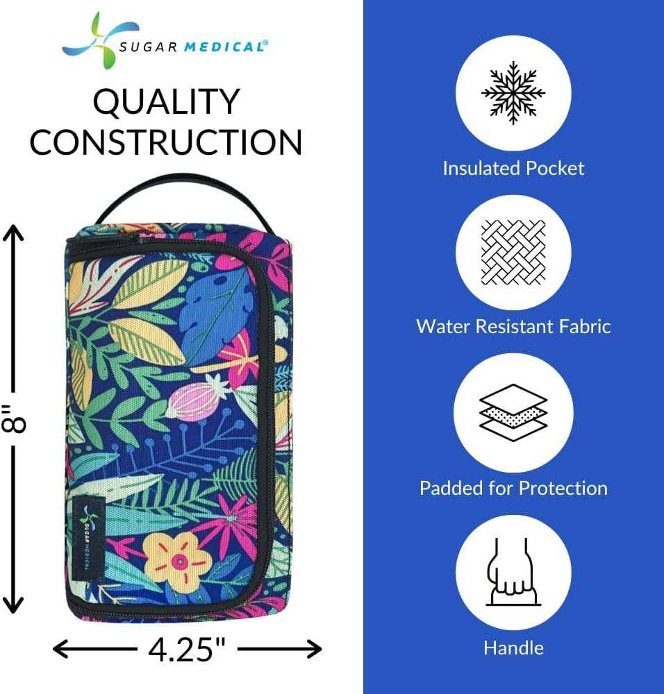 Sugar Medical IVF Supply Bag | IVF Gift | Store IVF Medications | Insulated Infertility Organizer | with Ice Pack (Blue Floral) - Blue Floral image number 6