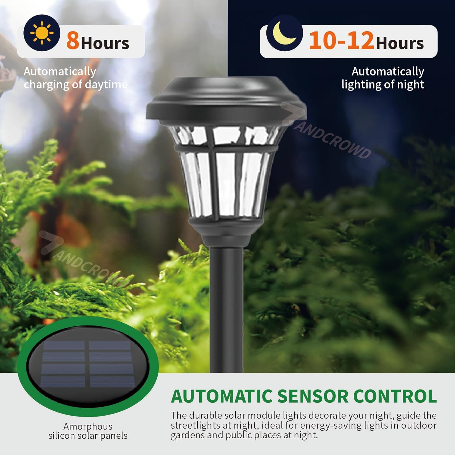 2301 LED Landscape Lighting, Solar Outdoor Lights Garden Lights for Yard and Lawn,6 Pack of Outdoor Solar Lights with Unique Light and Shadow Effects image number 6