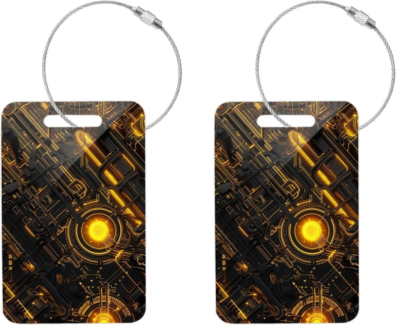 Cool Yellow Gear Acrylic Travel Suitcase Tags Airport Luggage Tags Baggage Tag for Air Travel 4 Pack Luggage Tags Set image number 2