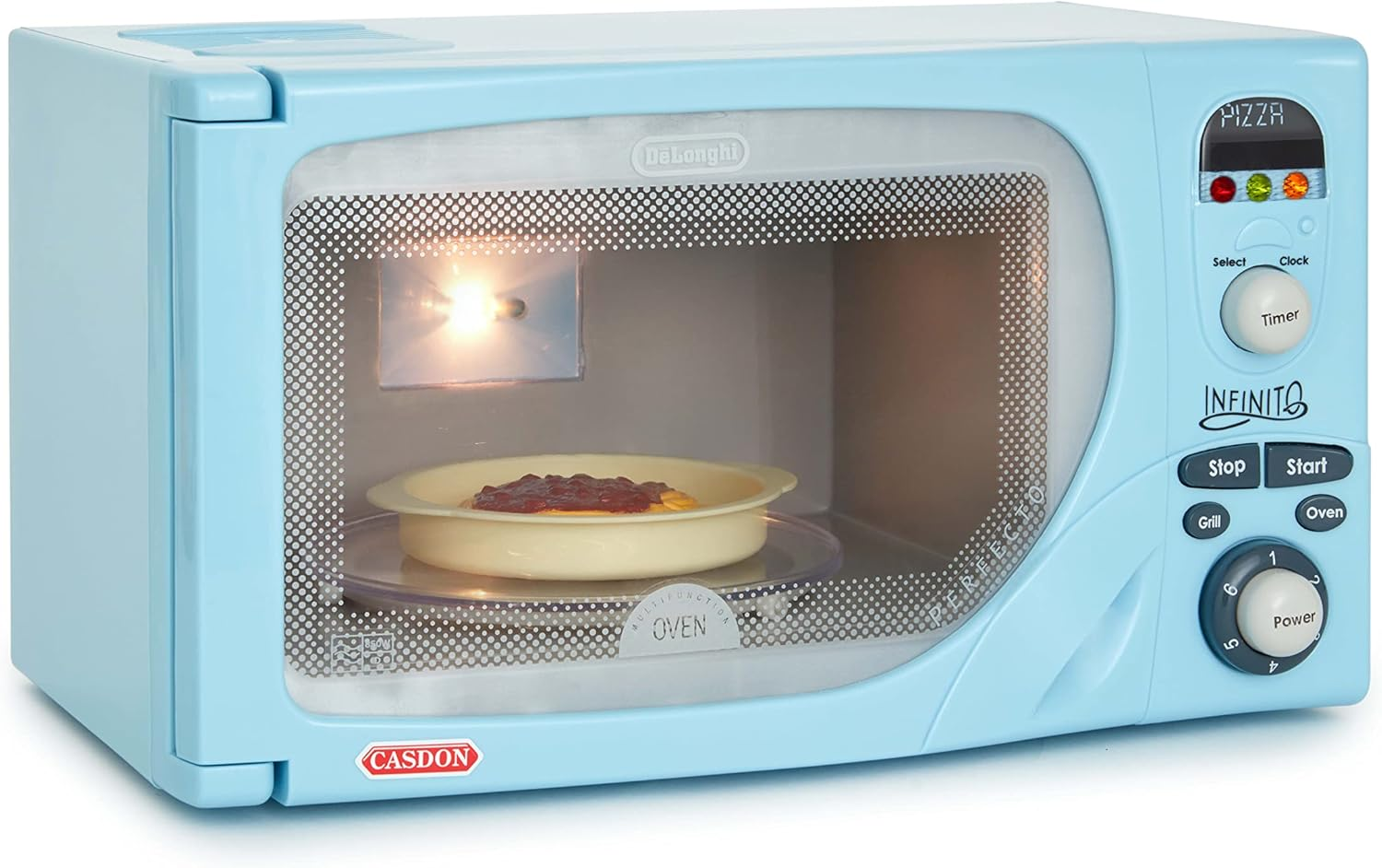 Casdon Delonghi Microwave. Toy Replica of Delonghi&rsquo;S &lsquo;Infinito&rsquo; Microwave for Children Aged 3+. Featuring Flashing Led&rsquo;S, Sounds & More, Blue image number 4